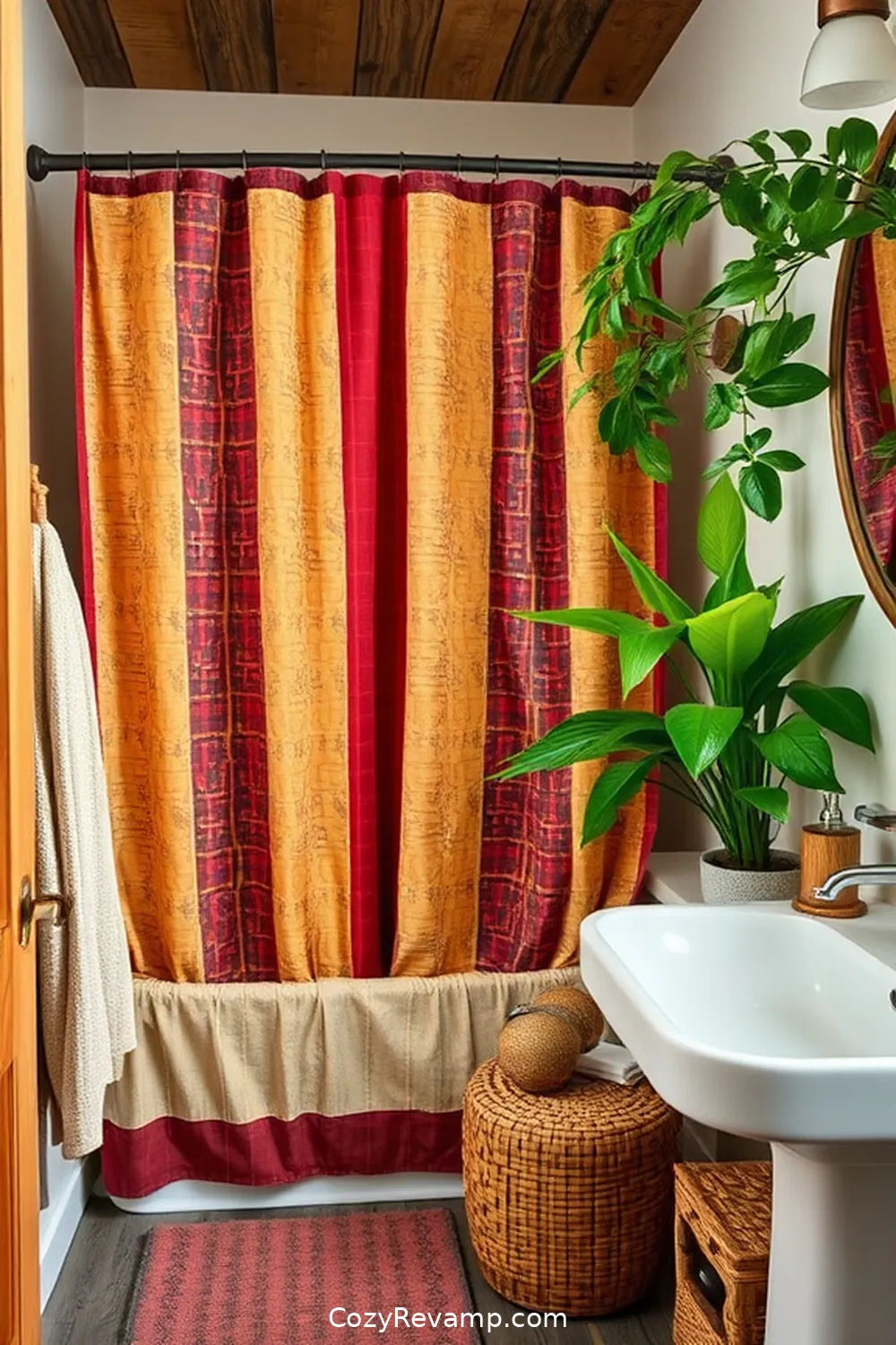 Create a Rustic Bathroom With Upcycled Fabric Materials 3 Creative Shower Curtain Ideas for Create a Rustic Bathroom With Upcycled Fabric Materials