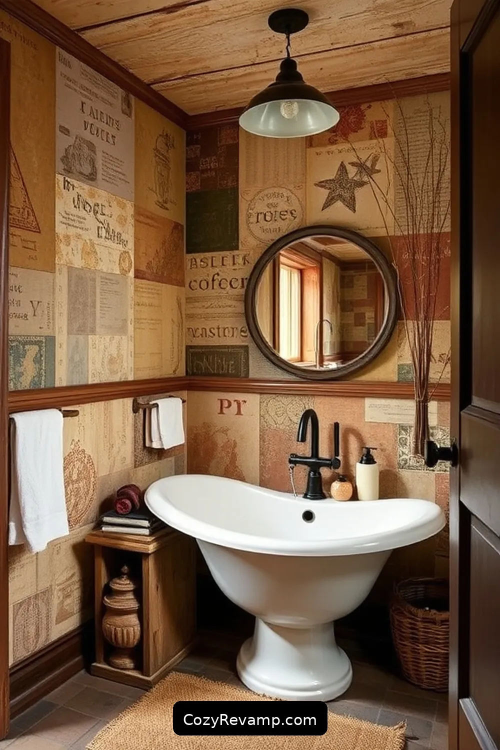 Create a Rustic Bathroom With Upcycled Fabric Materials 9 DIY Fabric Wall Coverings for Create a Rustic Bathroom With Upcycled Fabric Materials
