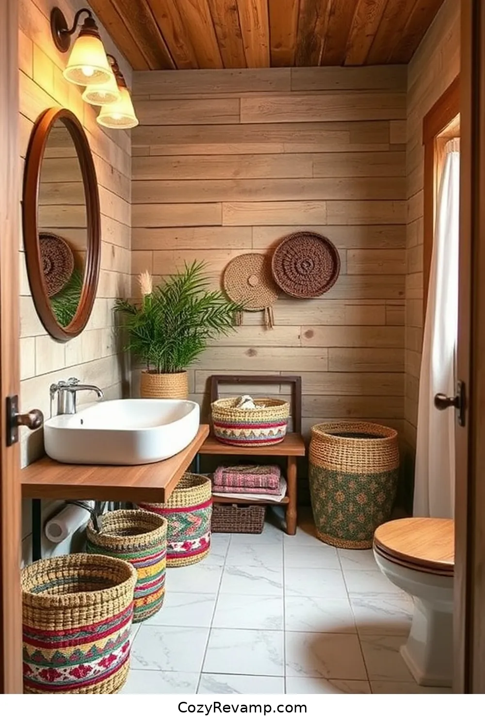 Create a Rustic Bathroom With Upcycled Fabric Materials 7 Unique Storage Solutions With Fabric Baskets for Create a Rustic Bathroom With Upcycled Fabric Materials