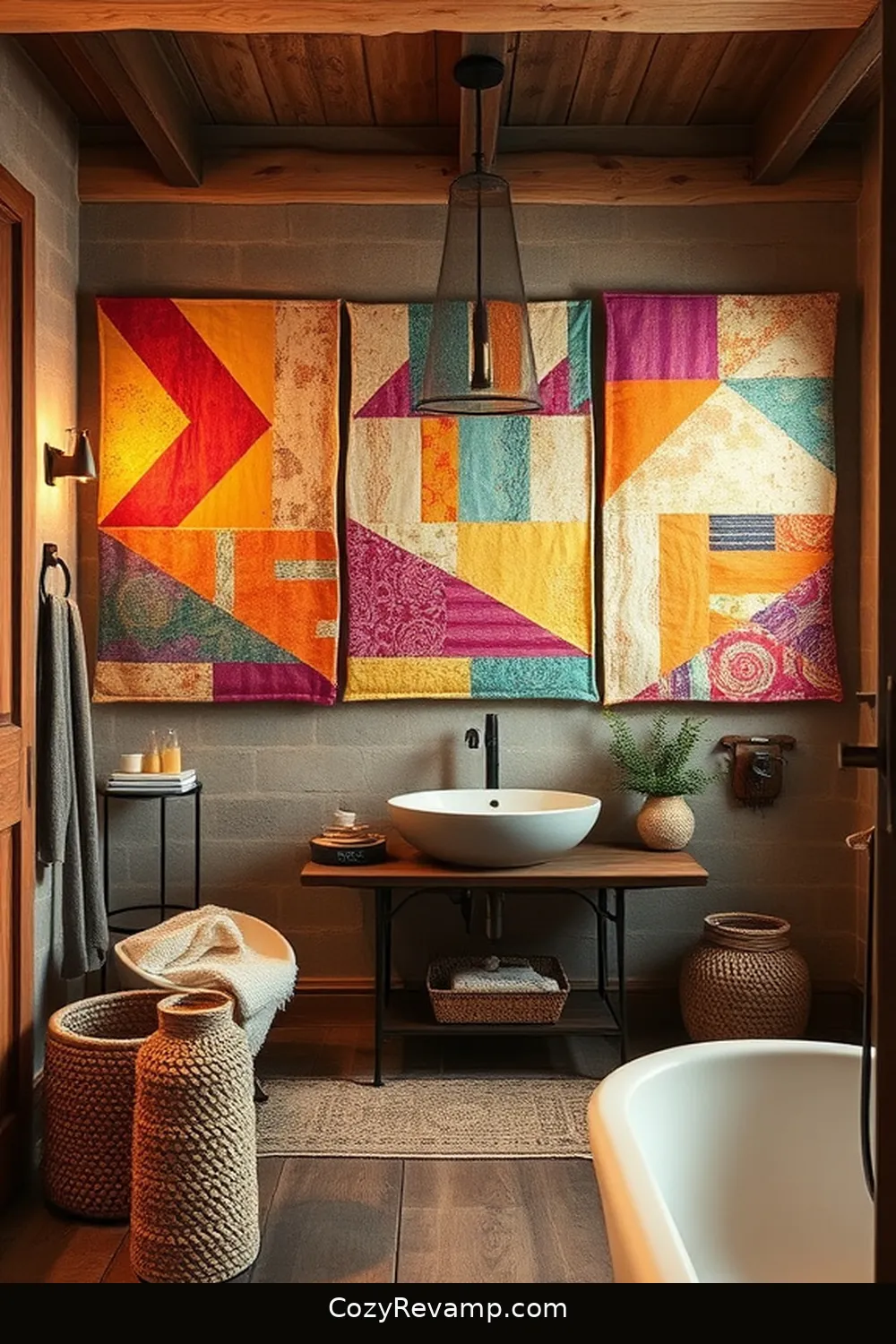 Create a Rustic Bathroom With Upcycled Fabric Materials 5 Upcycled Fabric Wall Art for Create a Rustic Bathroom With Upcycled Fabric Materials