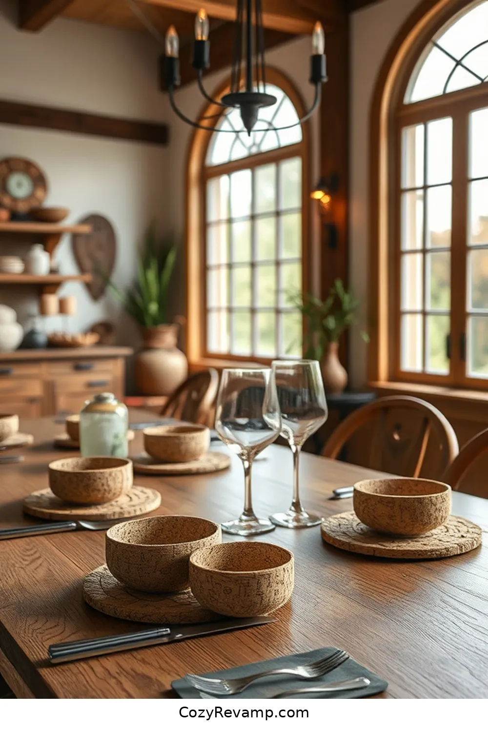 Create a Rustic Dining Room With Cork Material 6 Adding Cork Accents With Tableware and Decor for Create a Rustic Dining Room With Cork Material