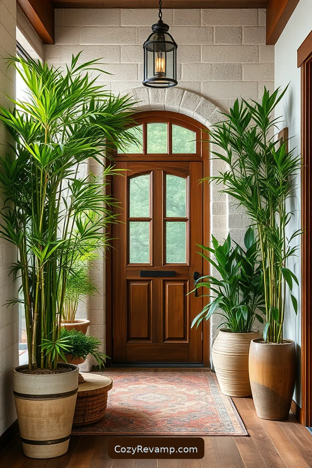 Adding Greenery: Bamboo Plant Displays for Create a Rustic Entryway With Bamboo Materials