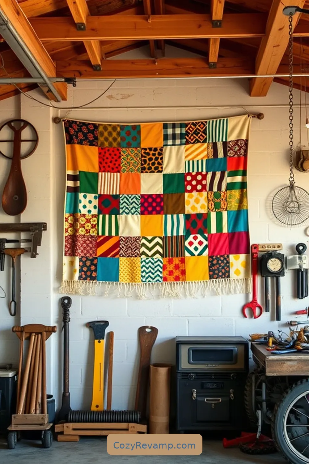 Creating Fabric Wall Art for a Rustic Touch for Create a Rustic Garage With Upcycled Fabric Material