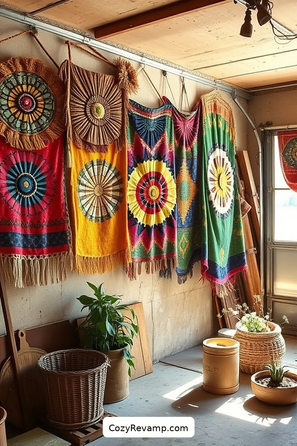 Creative Wall Hangings Using Fabric for Create a Rustic Garage With Upcycled Fabric Material