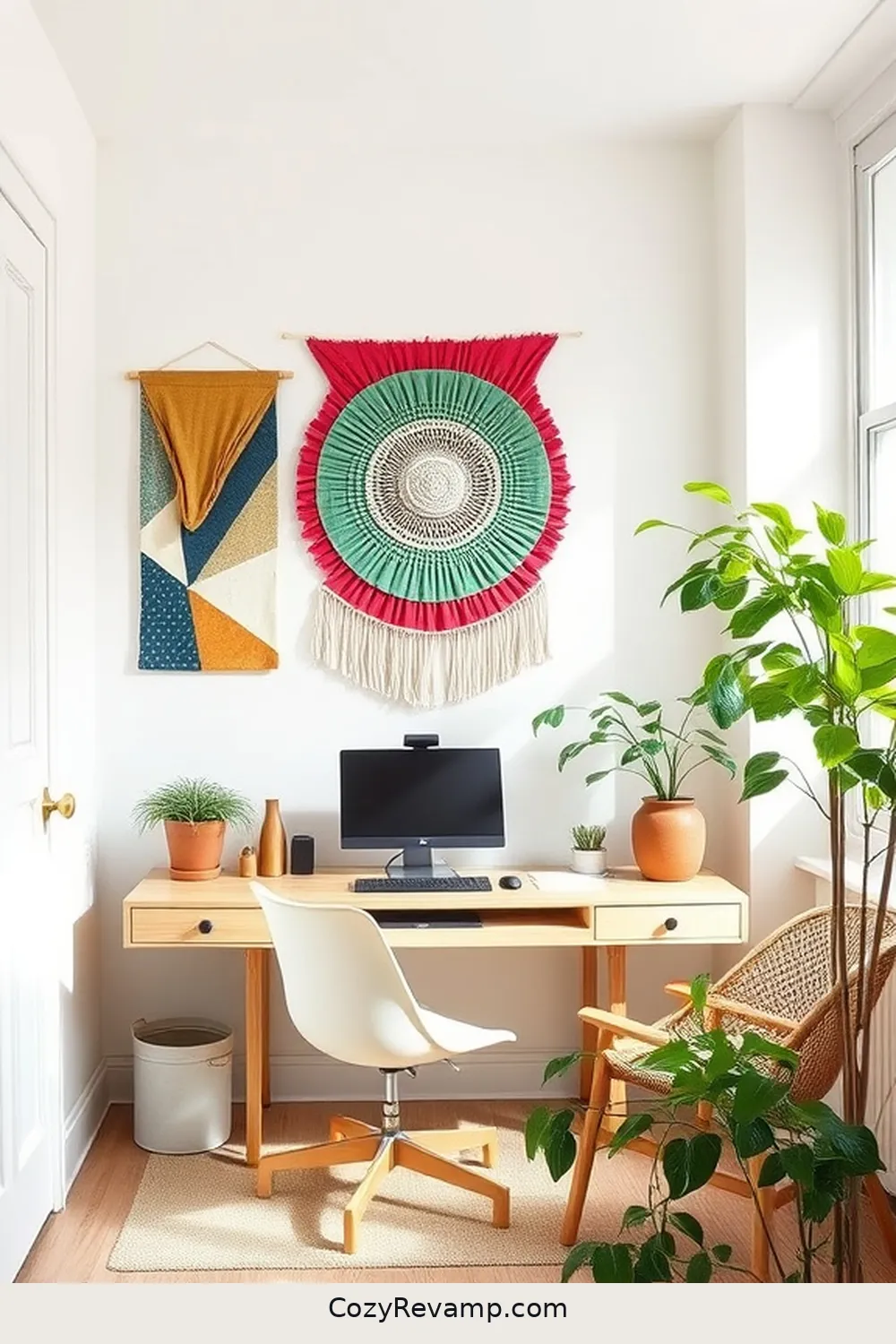 Create a Scandinavian Home Office With Upcycled Fabric 4 DIY Upcycled Fabric Wall Art for Create a Scandinavian Home Office With Upcycled Fabric