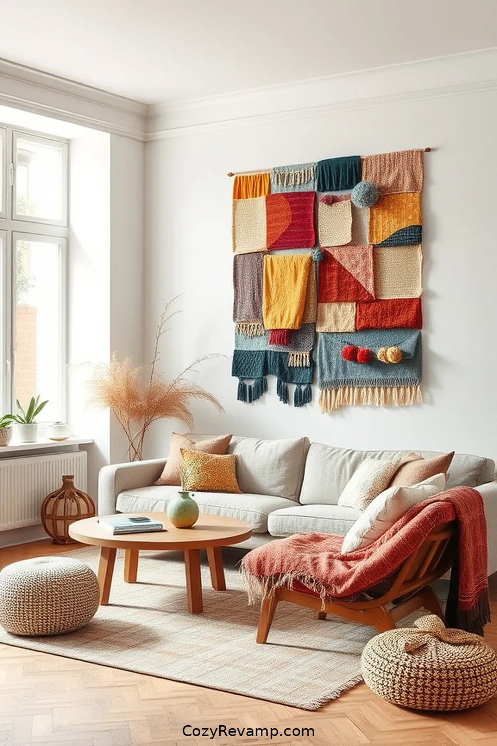 Create a Scandinavian Living Room With Upcycled Fabric 7 Handmade Wall Art With Fabric for Create a Scandinavian Living Room With Upcycled Fabric