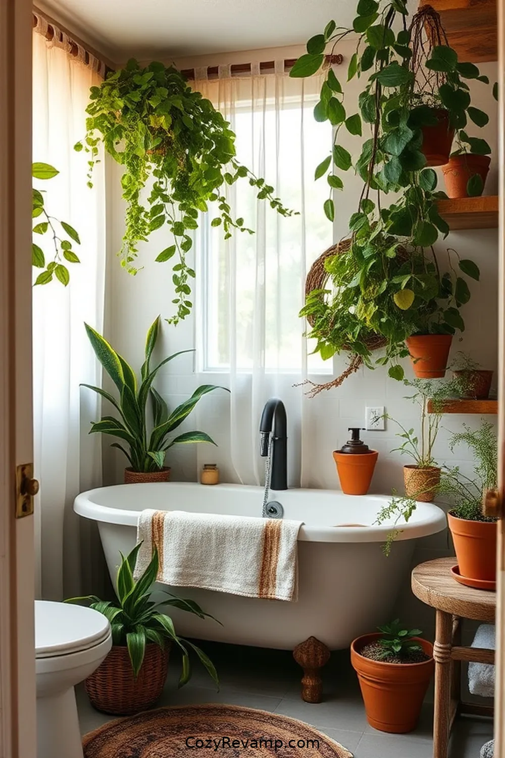 Creating a Bohemian Bathroom With Reclaimed Materials 9 Adding Plants for a Natural Touch for Creating a Bohemian Bathroom With Reclaimed Materials
