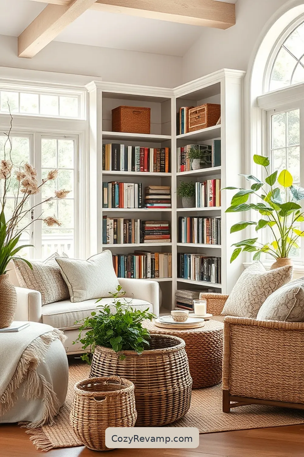 Incorporating Natural Fiber Textiles for Creating a Modern Farmhouse Library With Natural Fiber Materials