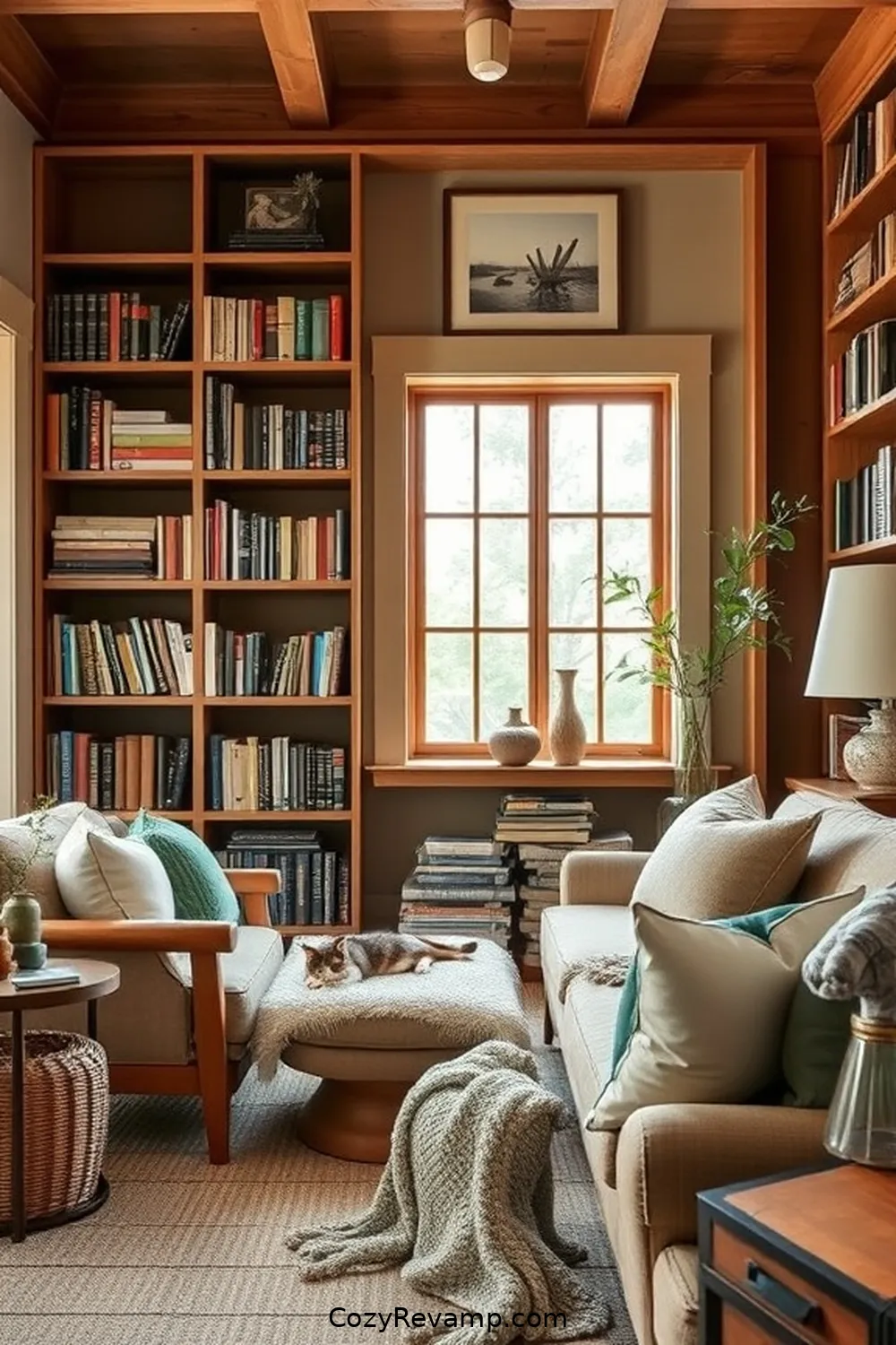 Utilizing Earthy Color Palettes for Creating a Modern Farmhouse Library With Natural Fiber Materials