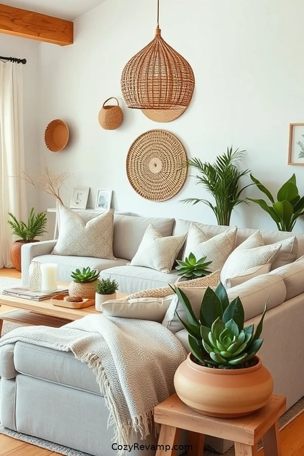 Accessorizing With Organic Elements for Creating a Modern Farmhouse Living Room With Natural Fiber Materials