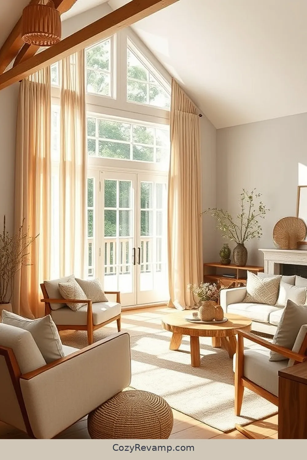 Incorporating Natural Fiber Curtains for Creating a Modern Farmhouse Living Room With Natural Fiber Materials