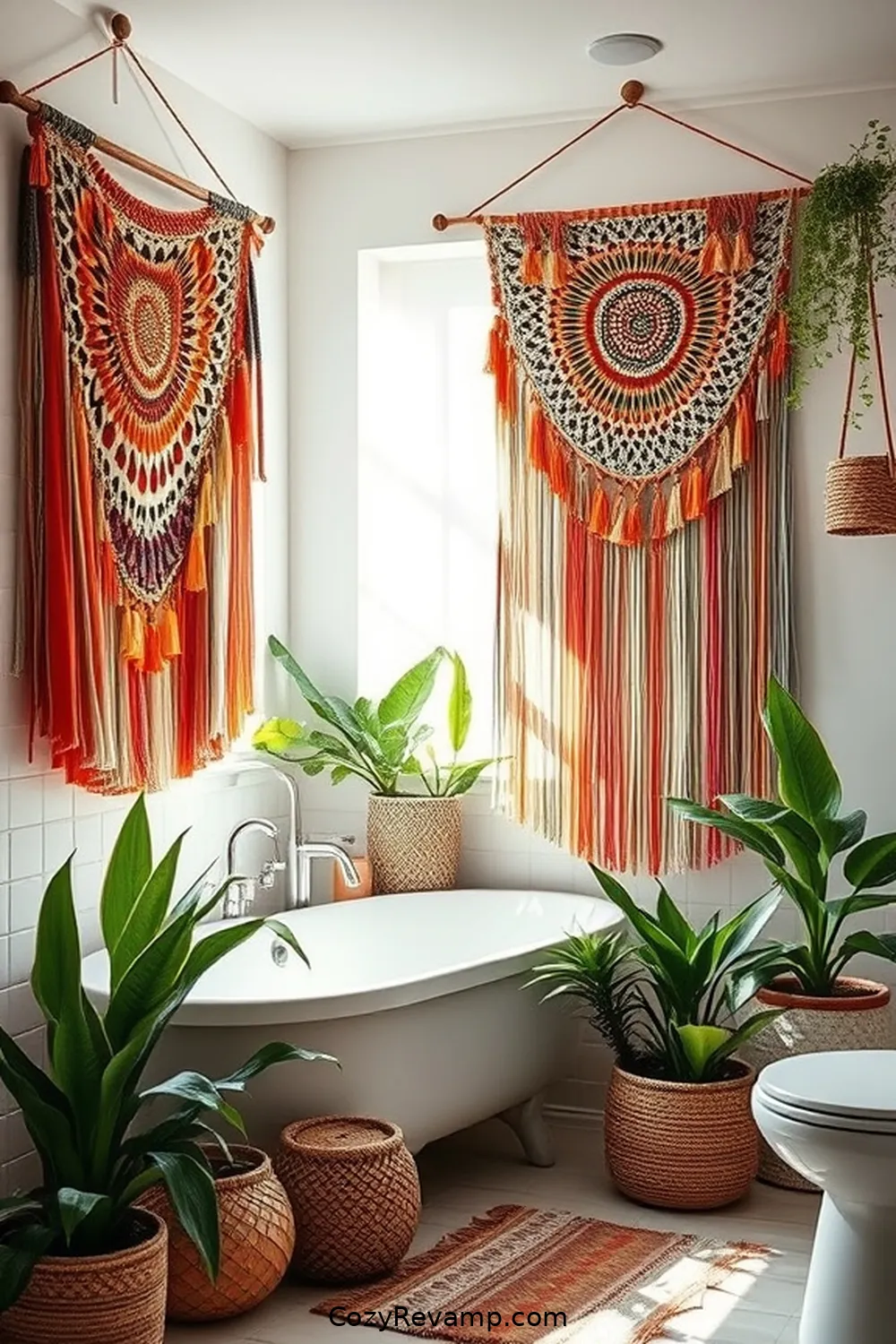 DIY Bohemian Bathroom Ideas Using Upcycled Fabric Materials 3 Bohemian Wall Hangings for DIY Bohemian Bathroom Ideas Using Upcycled Fabric Materials
