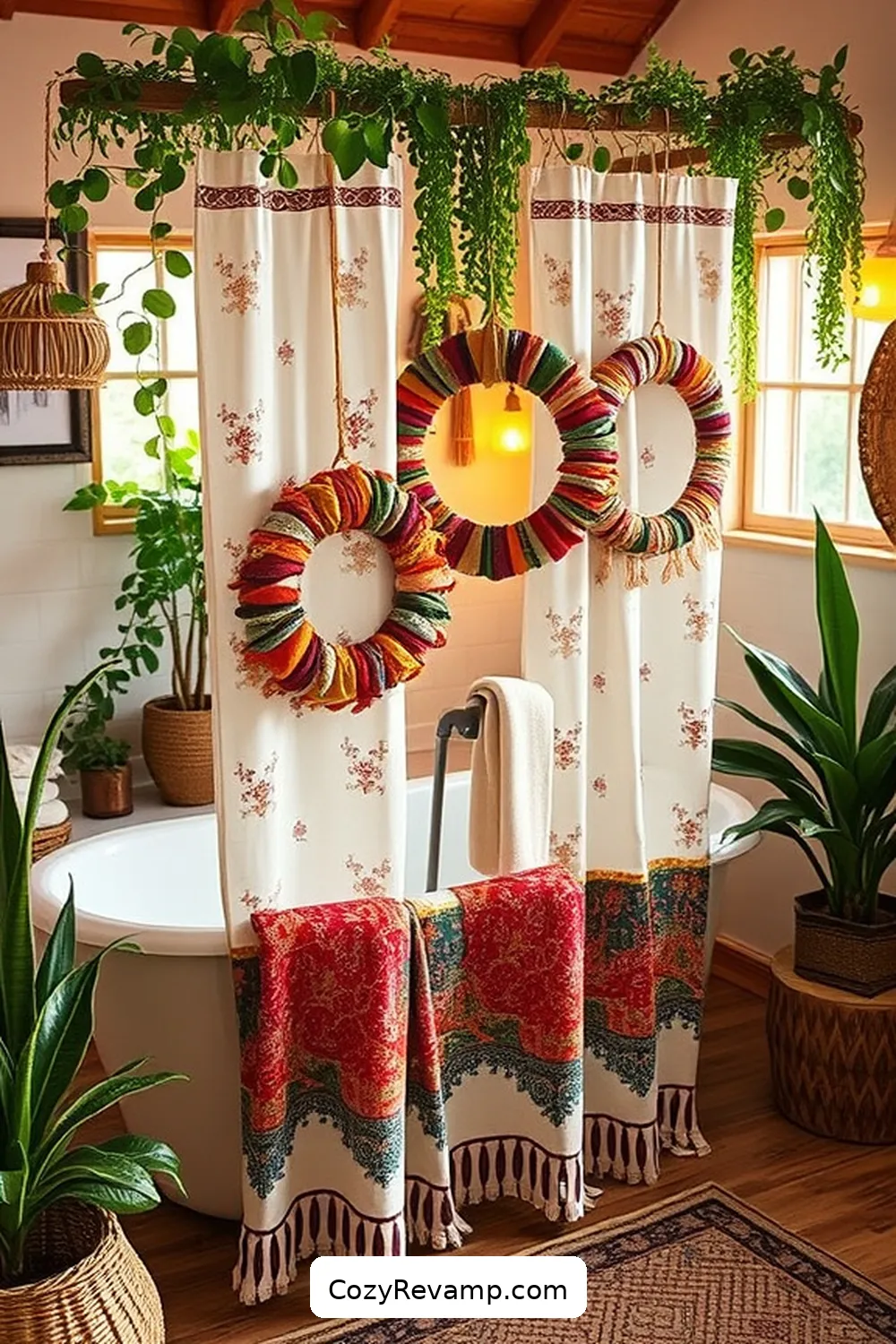 DIY Bohemian Bathroom Ideas Using Upcycled Fabric Materials 15 Customizable Fabric Shower Curtain Rings for DIY Bohemian Bathroom Ideas Using Upcycled Fabric Materials