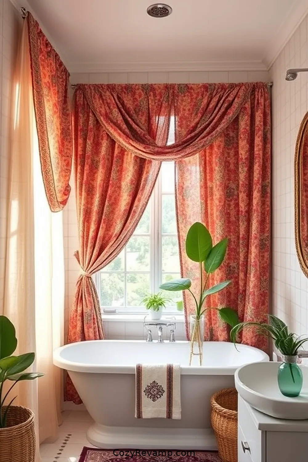 DIY Bohemian Bathroom Ideas Using Upcycled Fabric Materials 9 Upcycled Fabric Window Treatments for DIY Bohemian Bathroom Ideas Using Upcycled Fabric Materials