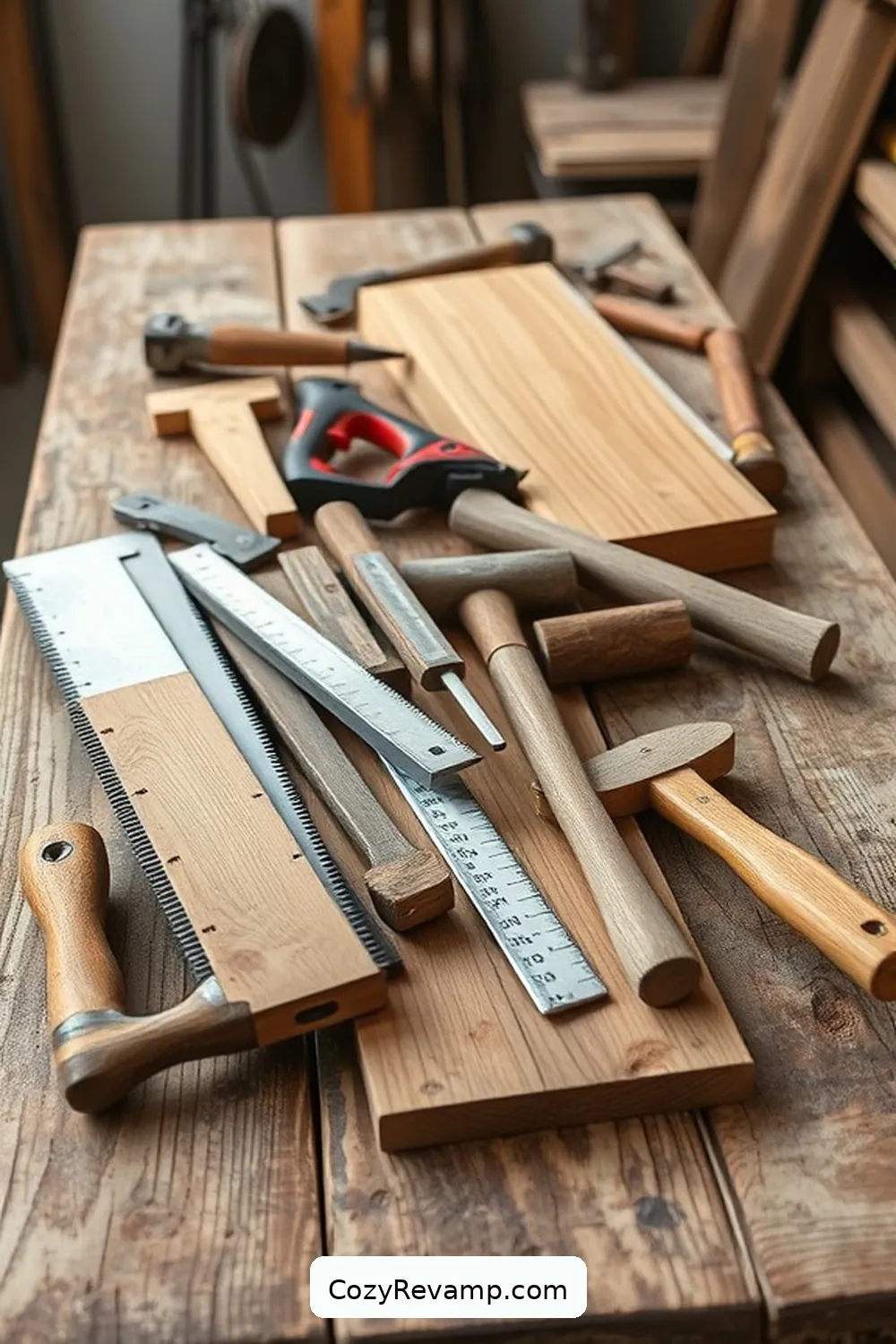 Essential Tools and Materials for DIY Rustic Furniture for DIY Rustic Home Office With Recycled Wood Material