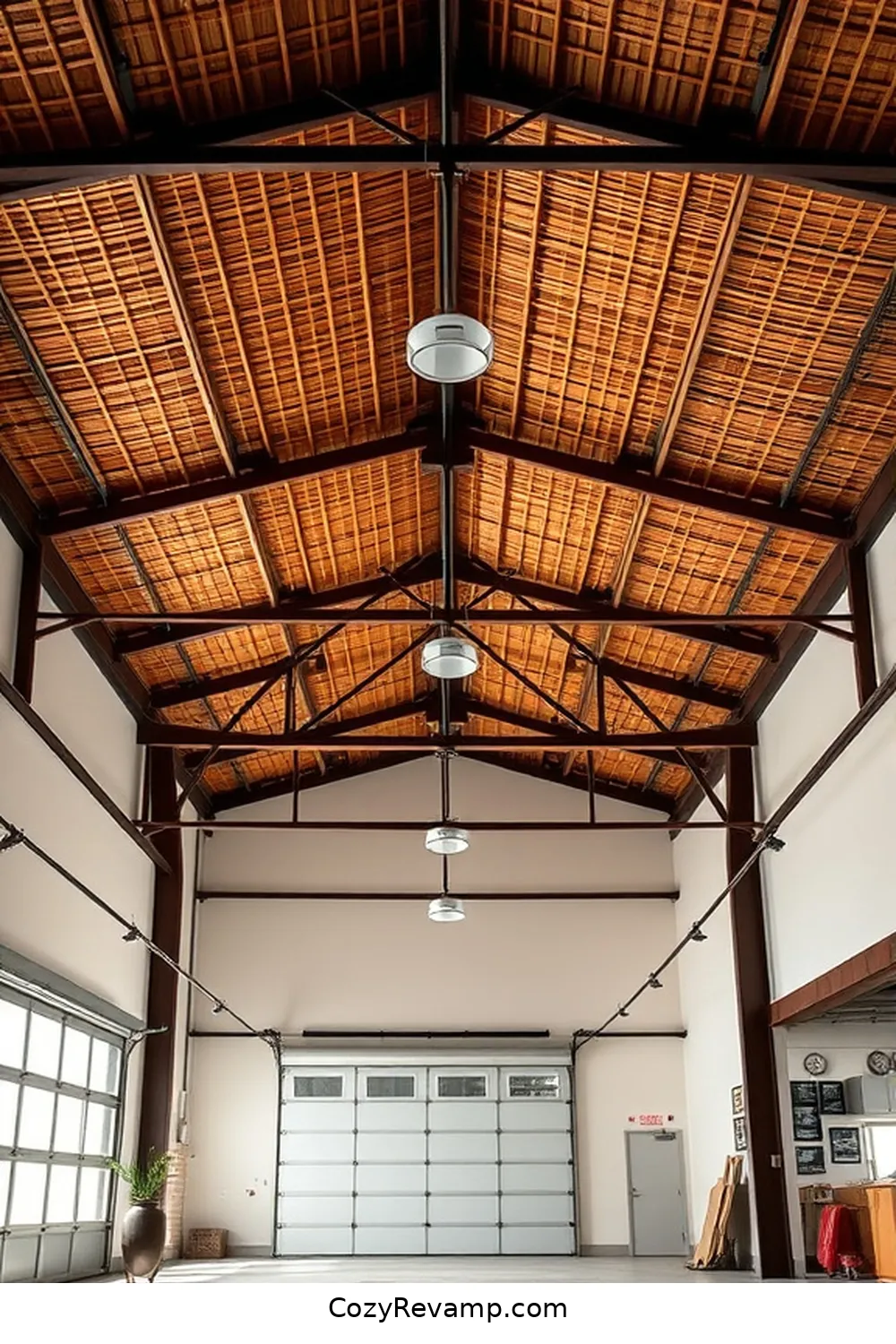 Bamboo Ceiling Beams: Enhancing Height and Character for Design Ideas for an Industrial Garage Using Bamboo Material