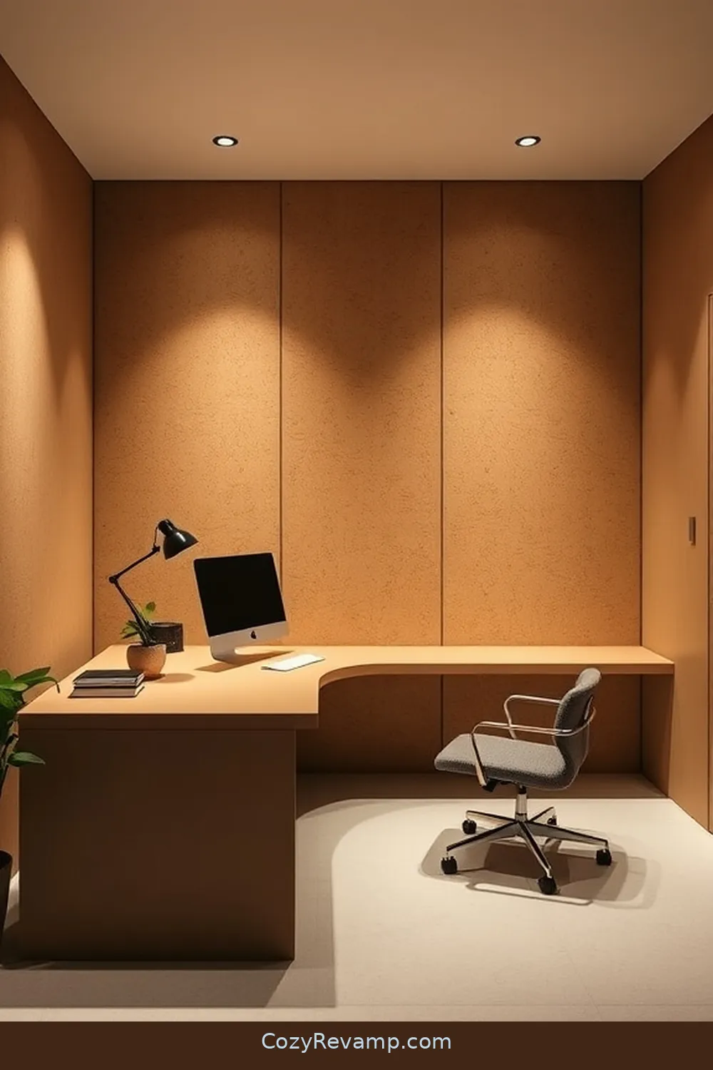 Incorporating Cork Wall Panels for Sound Absorption for Designing a Minimalist Home Office With Cork Material