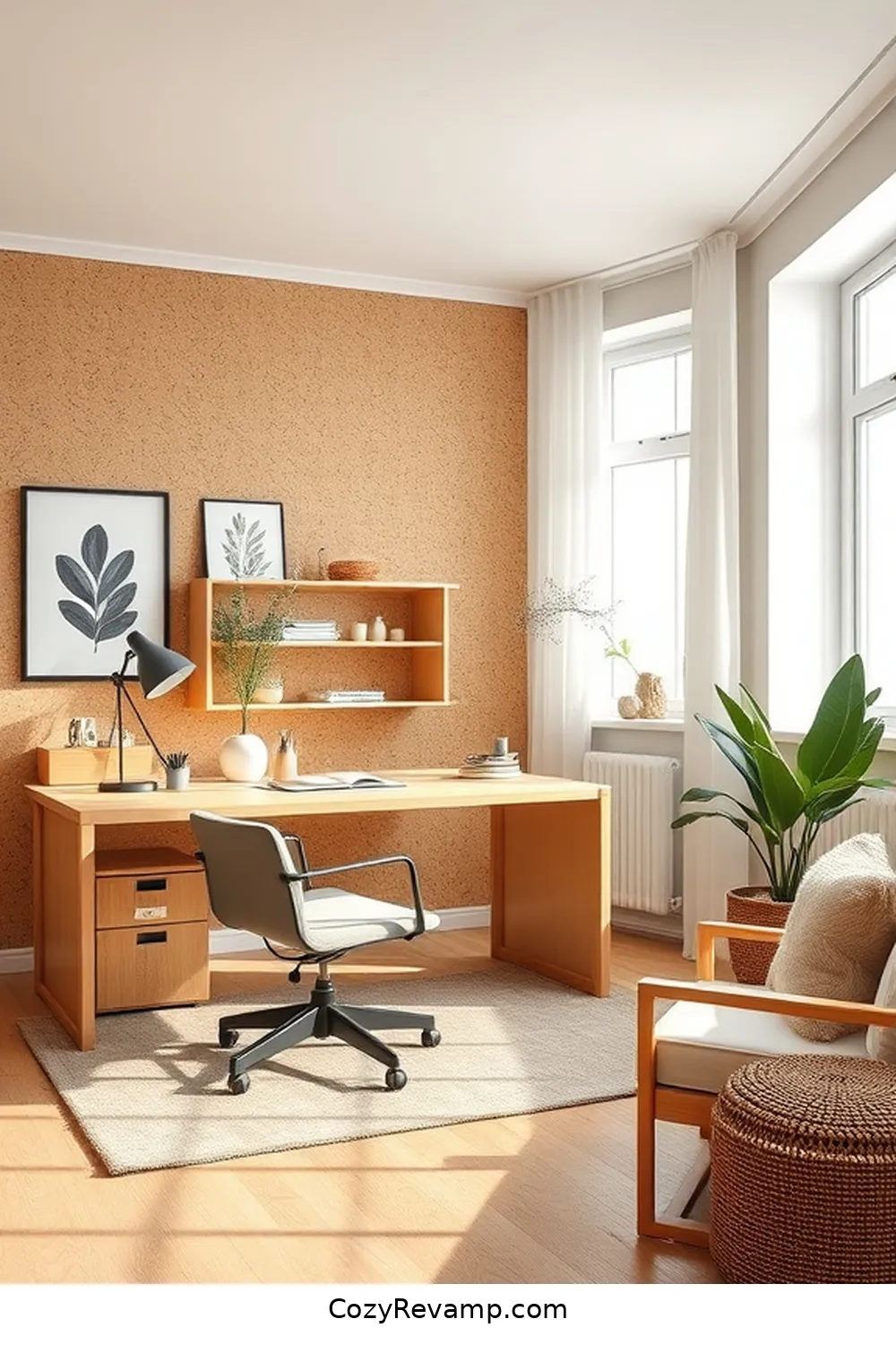 Maintaining a Balanced Color Palette With Cork Elements for Designing a Scandinavian Home Office With Cork Material