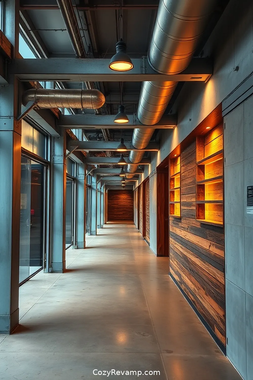 Designing an Industrial Hallway With Recycled Wood Materials 6 Blending Recycled Wood With Industrial Elements for Designing an Industrial Hallway With Recycled Wood Materials