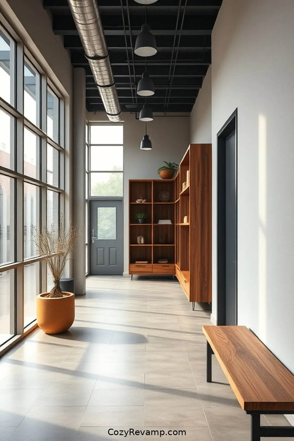 Designing an Industrial Hallway With Recycled Wood Materials 10 Integrating Storage Solutions With Recycled Wood for Designing an Industrial Hallway With Recycled Wood Materials