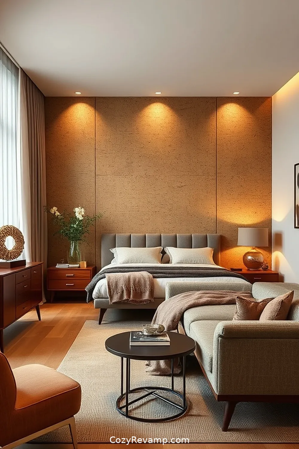 Cork Accent Wall for Enhance Your Mid-Century Modern Bedroom With Cork Material: 23 Ways