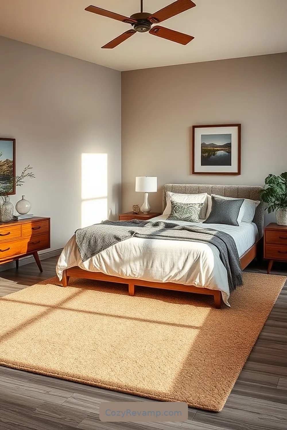 Cork Area Rugs for Enhance Your Mid-Century Modern Bedroom With Cork Material: 23 Ways