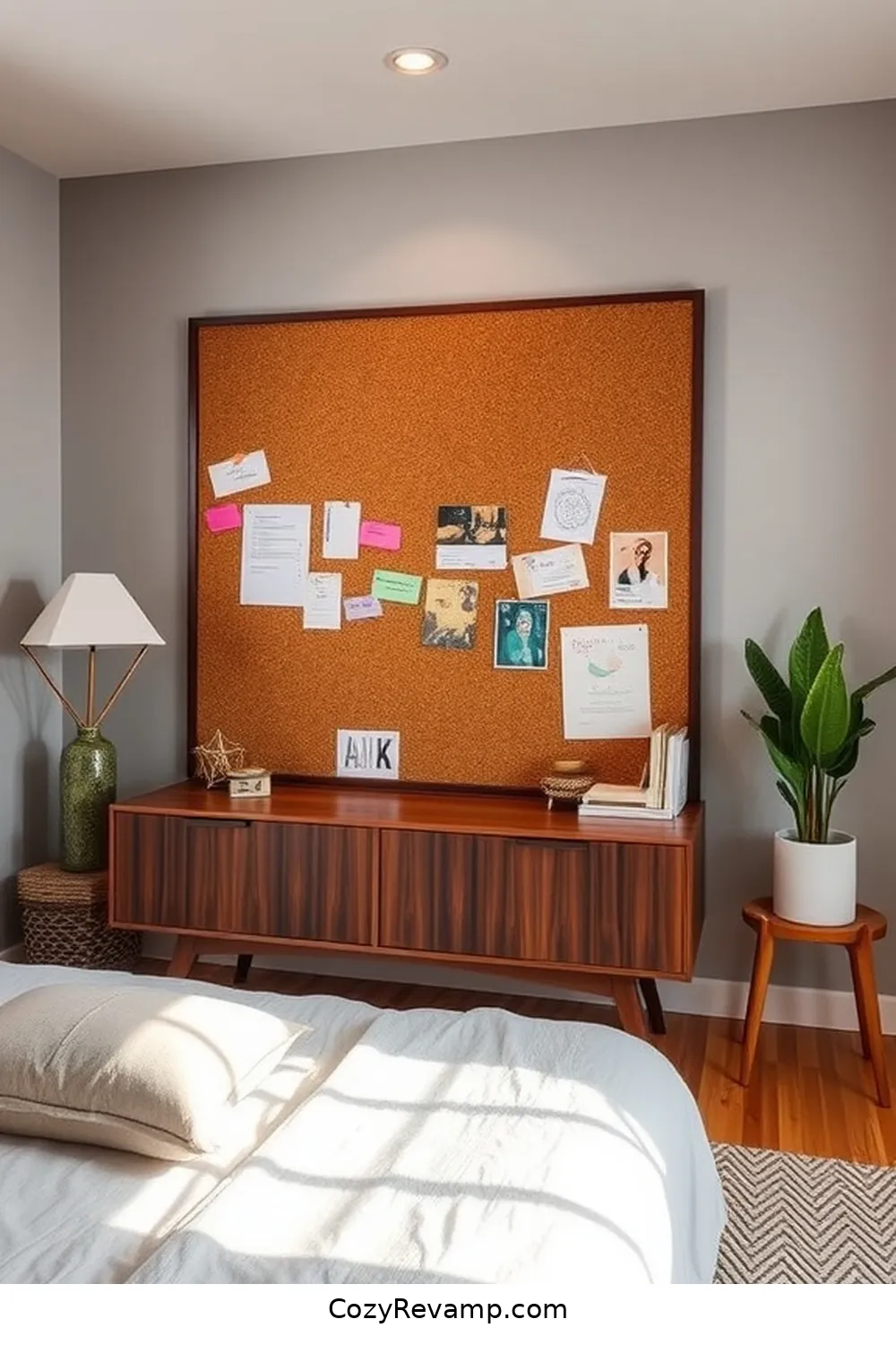 Cork Bulletin Board for Enhance Your Mid-Century Modern Bedroom With Cork Material: 23 Ways