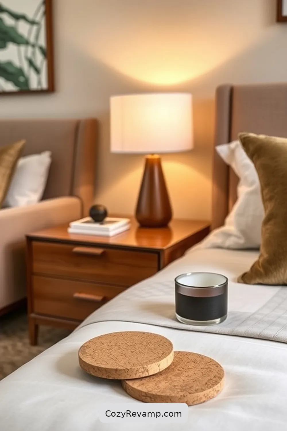 Cork Coasters for Enhance Your Mid-Century Modern Bedroom With Cork Material: 23 Ways