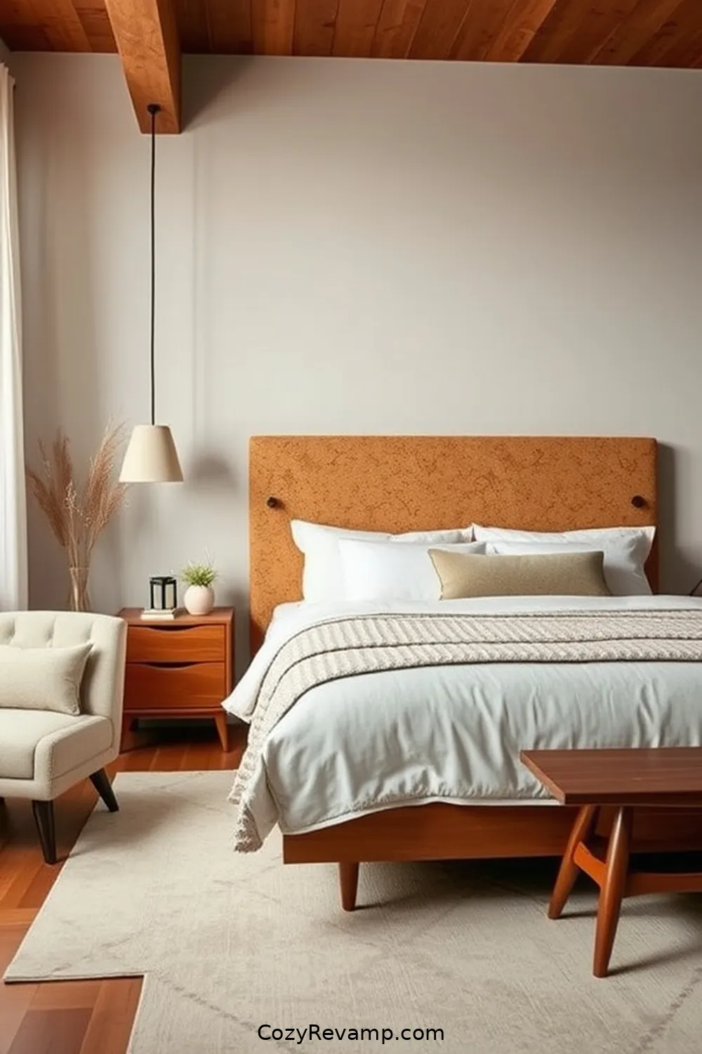 Cork Headboard for Enhance Your Mid-Century Modern Bedroom With Cork Material: 23 Ways