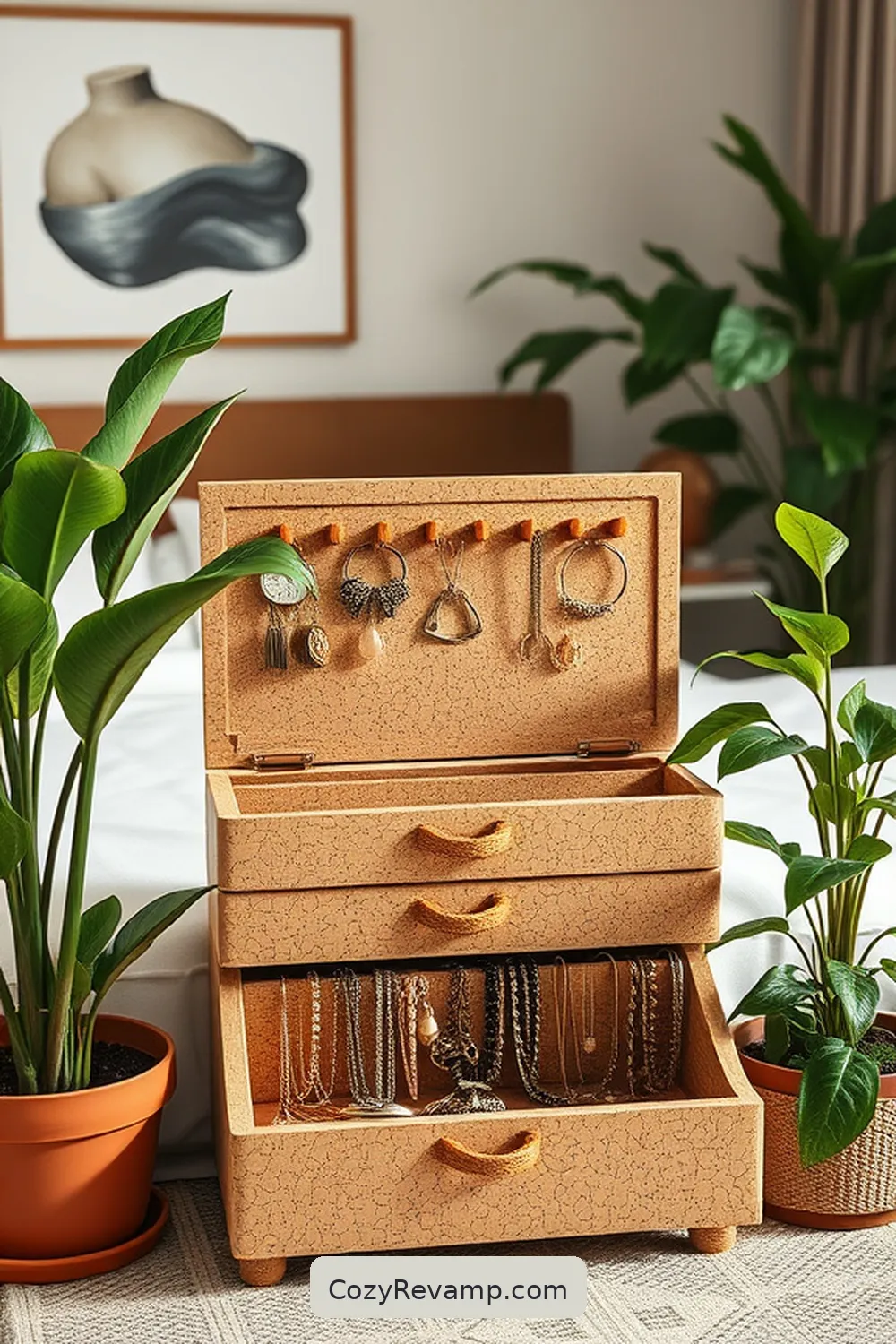 Cork Jewelry Organizer for Enhance Your Mid-Century Modern Bedroom With Cork Material: 23 Ways