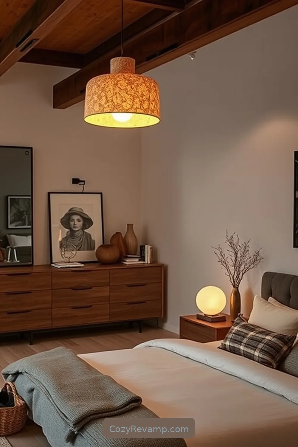 Cork Lighting Fixtures for Enhance Your Mid-Century Modern Bedroom With Cork Material: 23 Ways