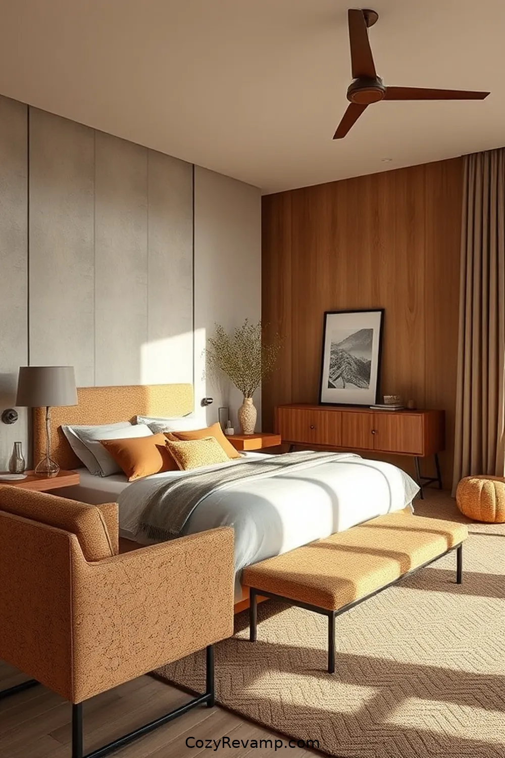 Cork Upholstered Furniture for Enhance Your Mid-Century Modern Bedroom With Cork Material: 23 Ways