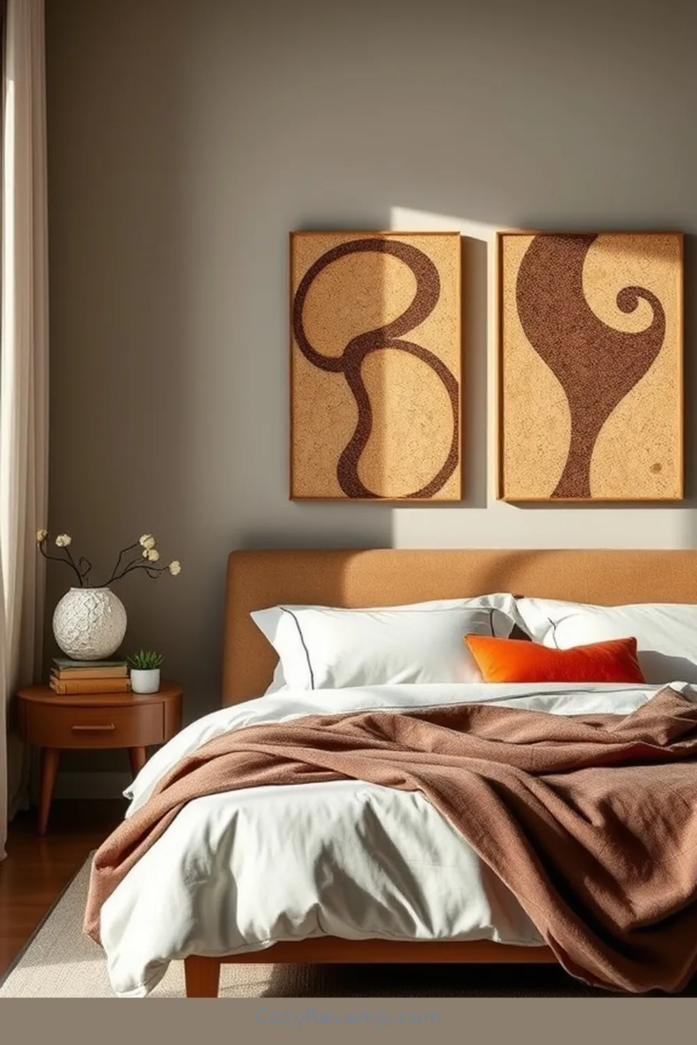 Cork Wall Art for Enhance Your Mid-Century Modern Bedroom With Cork Material: 23 Ways