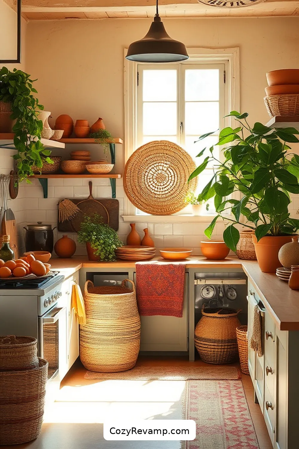 Adding Earthy Color Palettes for Essential Elements for a Bohemian Kitchen With Natural Fibers