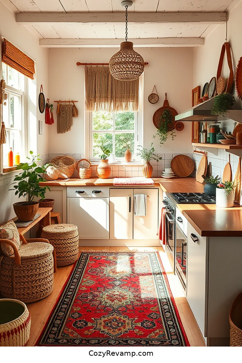 Embracing Woven Textiles for Essential Elements for a Bohemian Kitchen With Natural Fibers