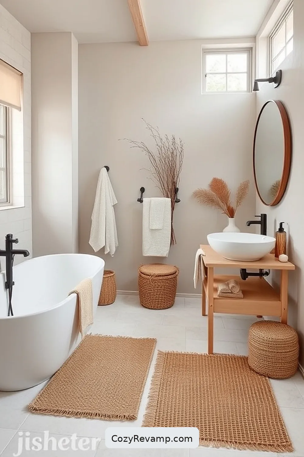 Essential Material Choices for a Scandinavian Bathroom With Natural Fibers 5 Incorporating Jute and Sisal for Rugs and Mats for Essential Material Choices for a Scandinavian Bathroom With Natural Fibers