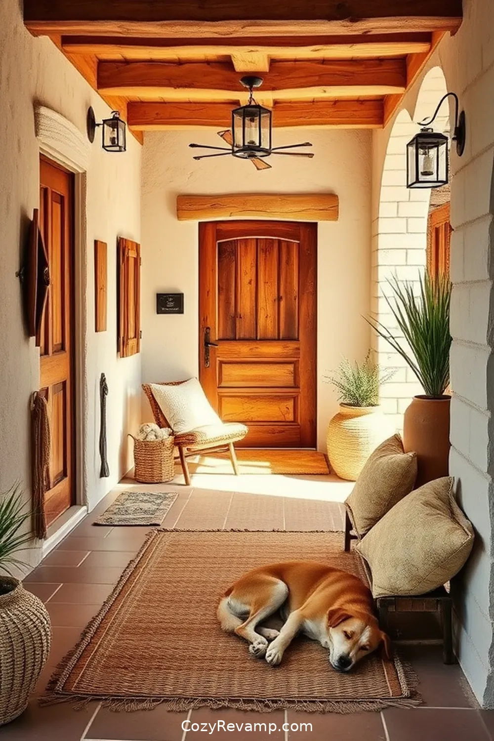 Textiles for a Cozy Feel for Essential Materials for a Rustic Entryway With Solar-Powered Lights