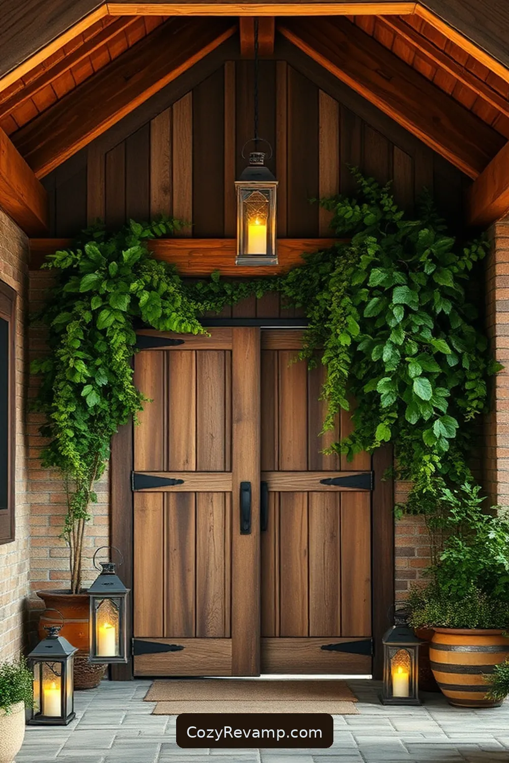 The Charm of Reclaimed Wood for Essential Materials for a Rustic Entryway With Solar-Powered Lights