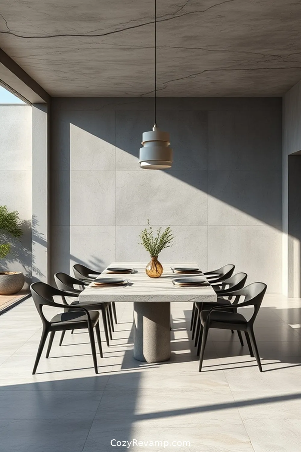 Exploring Stone and Concrete Options for How to Choose Materials for a Minimalist Dining Room With Solar Powered Lights