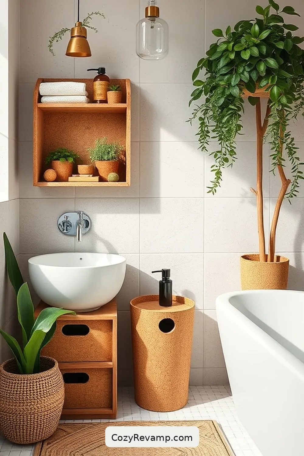 Creative Cork Storage Solutions for How to Create a Bohemian Bathroom With Cork Material