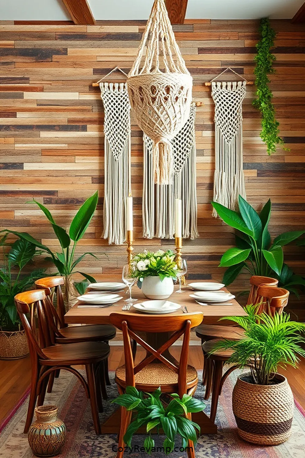 Enhancing With Wall Treatments for How to Create a Bohemian Dining Room With Recycled Wood Materials