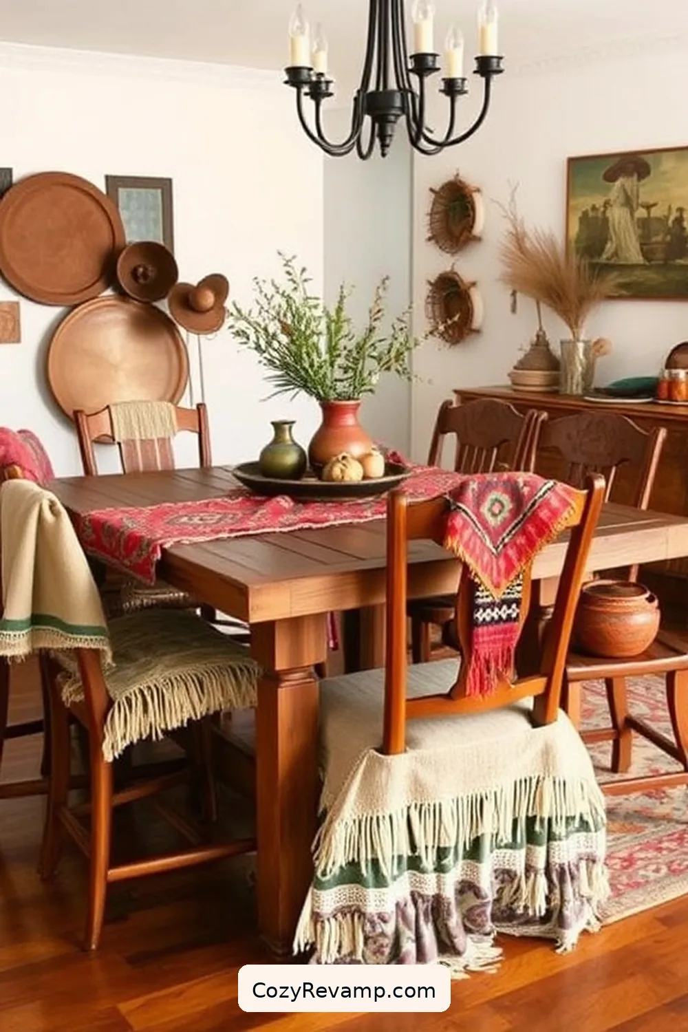 Layering Textures With Fabrics for How to Create a Bohemian Dining Room With Recycled Wood Materials