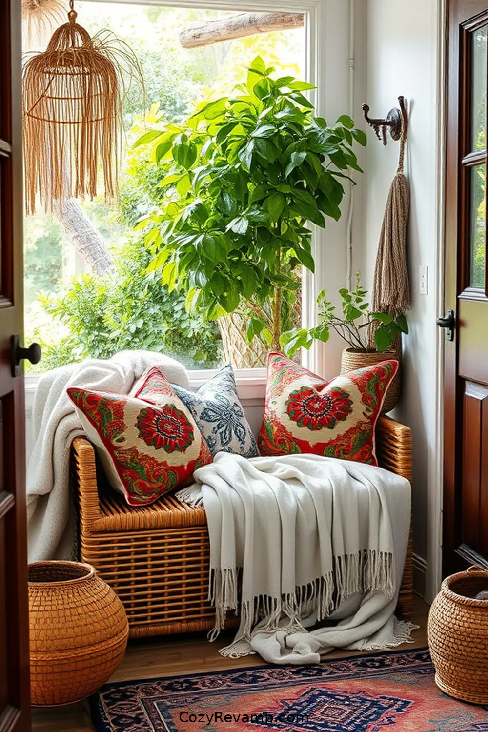How to Create a Bohemian Entryway With Natural Fibers 4 Add Cotton Throws and Pillows for Comfort for How to Create a Bohemian Entryway With Natural Fibers