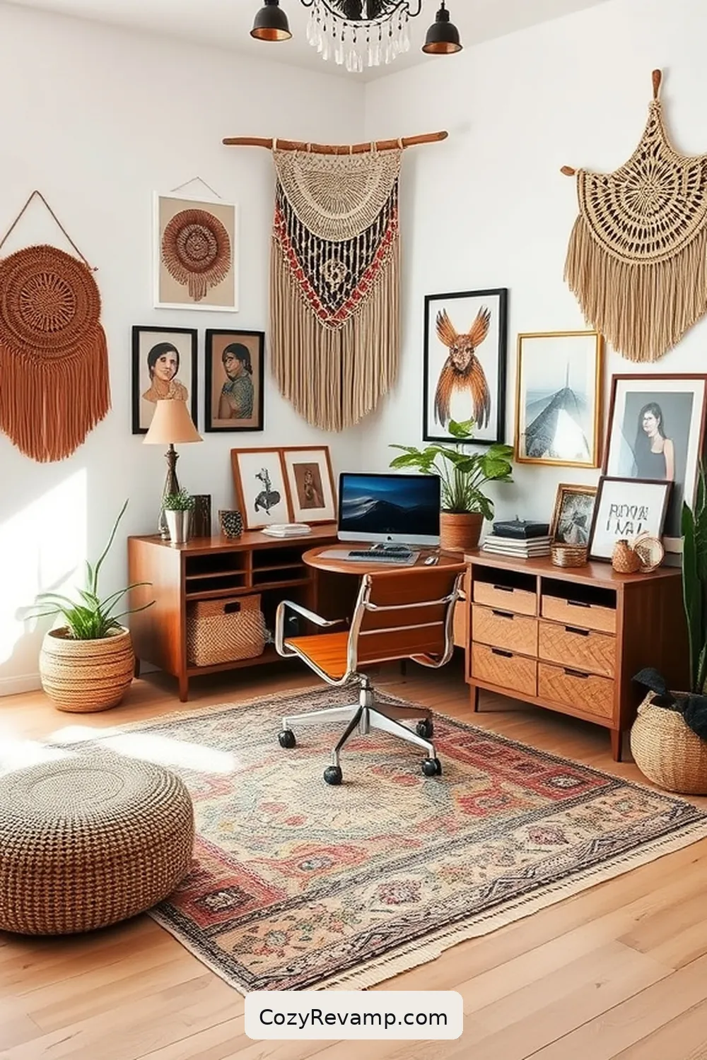Personalize With Art and Photography for How to Create a Bohemian Home Office With Natural Fiber Materials