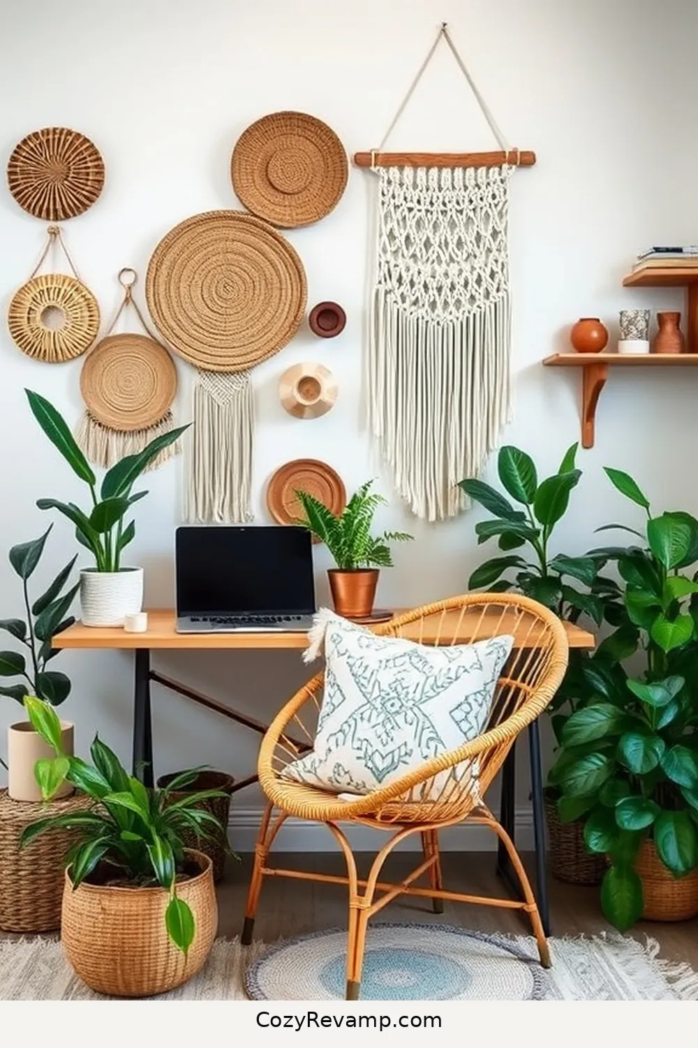 Use Handcrafted Decor for How to Create a Bohemian Home Office With Natural Fiber Materials