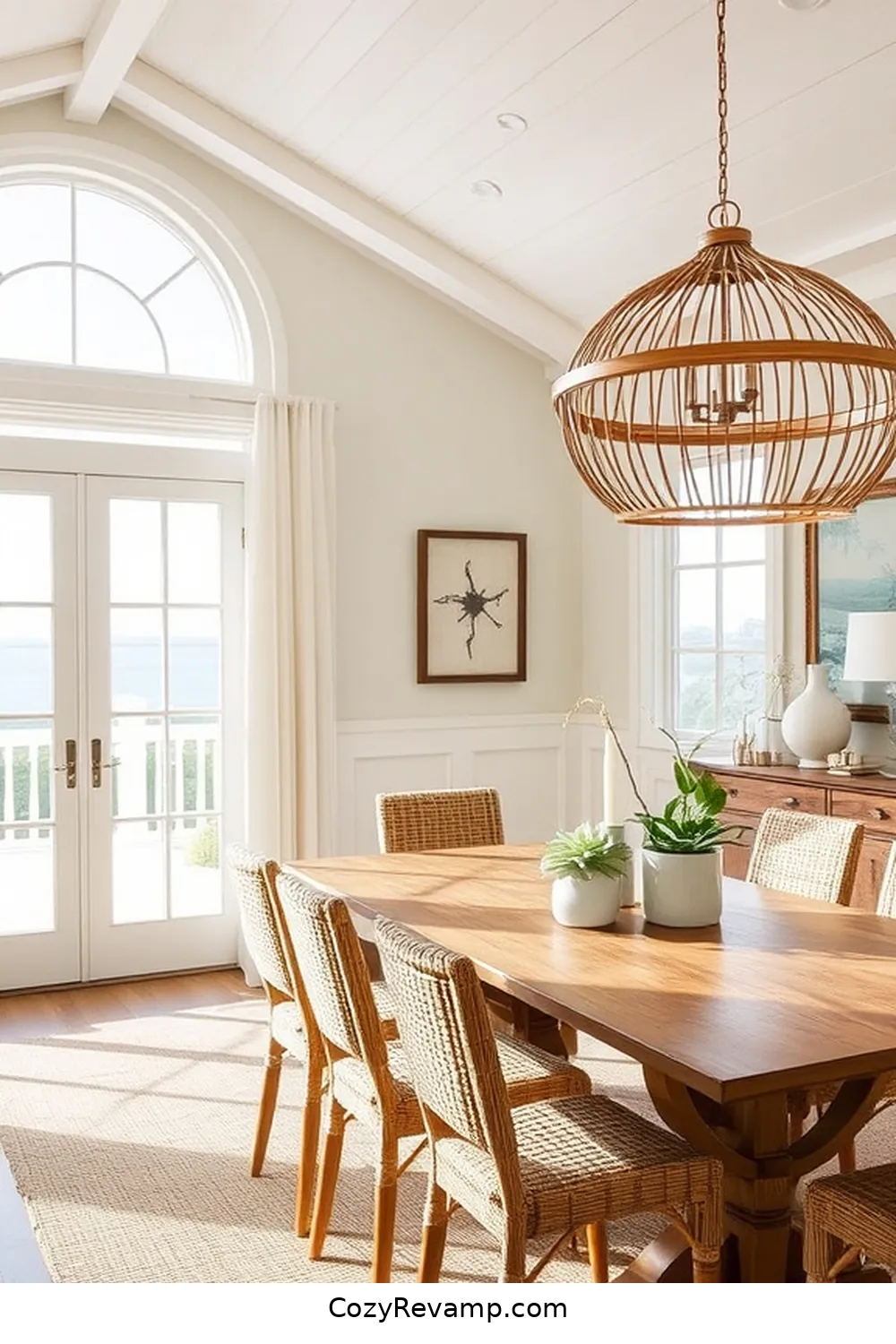 Adding Bamboo Lighting Fixtures for How to Create a Coastal Dining Room With Bamboo Materials