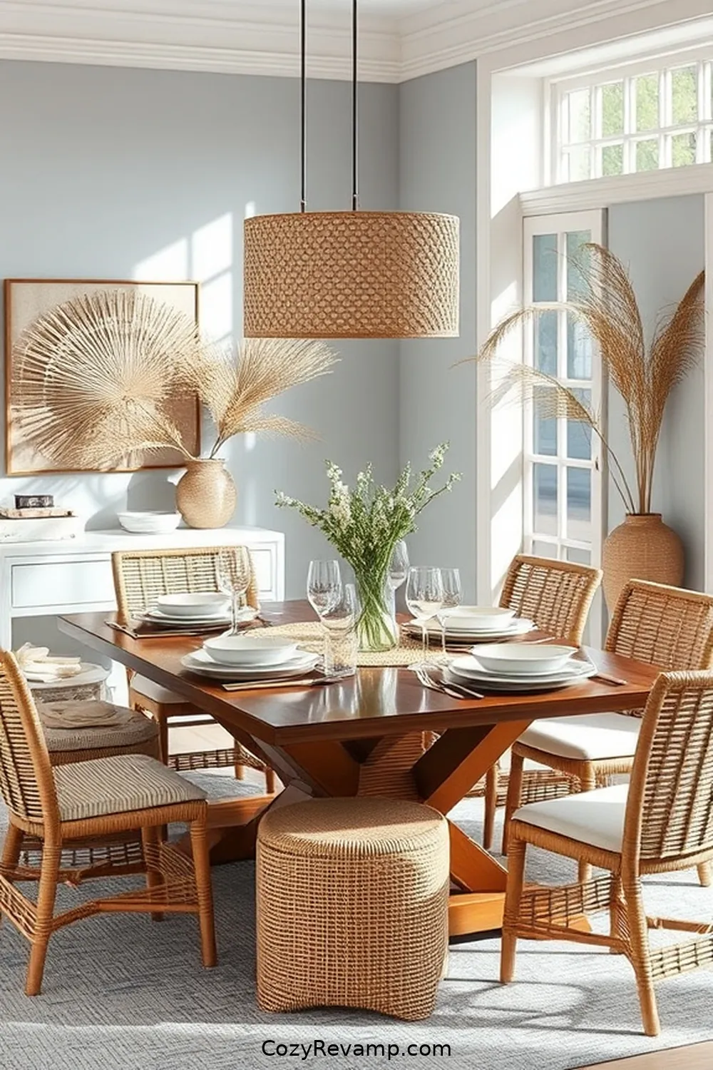 Bamboo Accents: Tableware and Decor for How to Create a Coastal Dining Room With Bamboo Materials