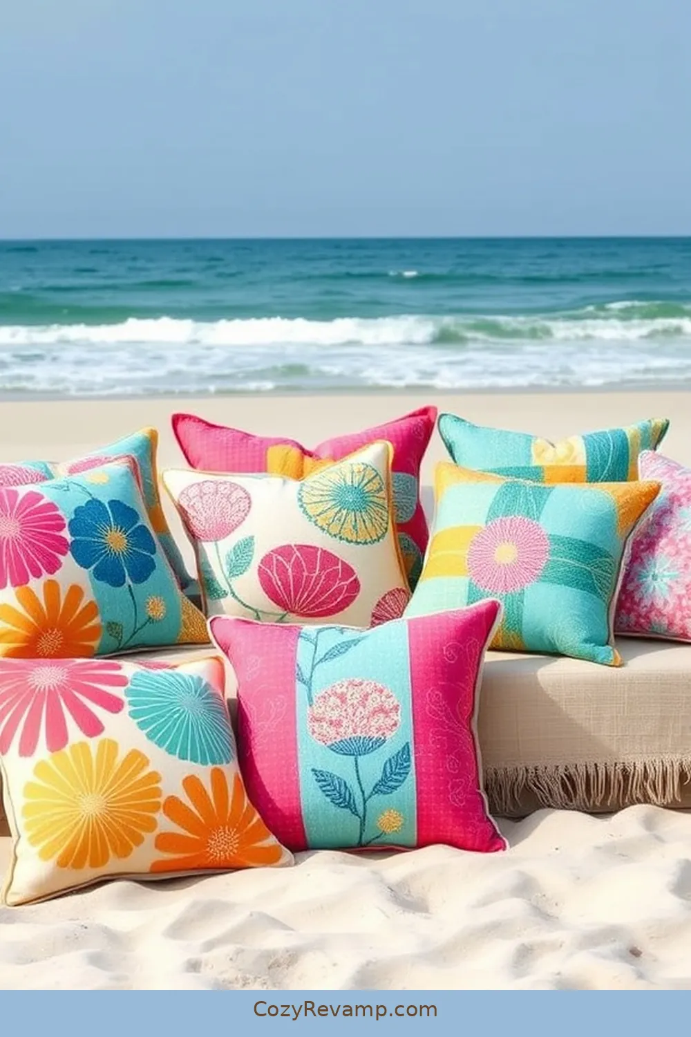 Crafting Throw Pillows and Cushions for How to Create a Coastal Garage With Upcycled Fabric Materials