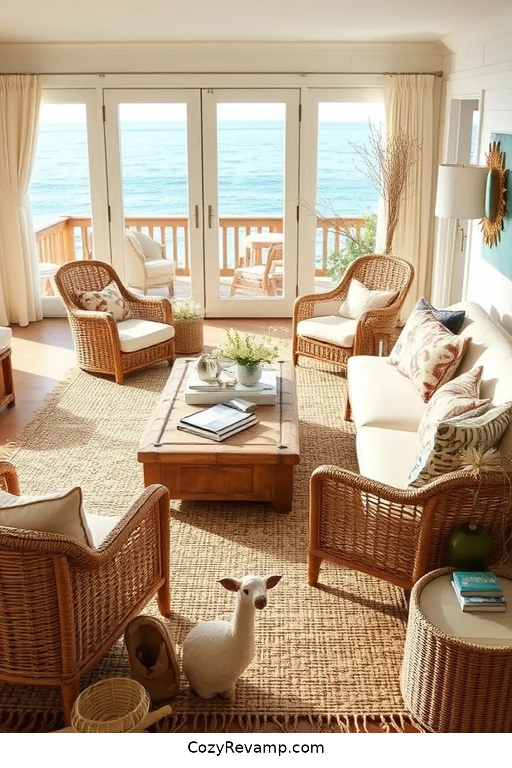 Adding Woven Textures for How to Create a Coastal Living Room With Natural Fibers and Materials