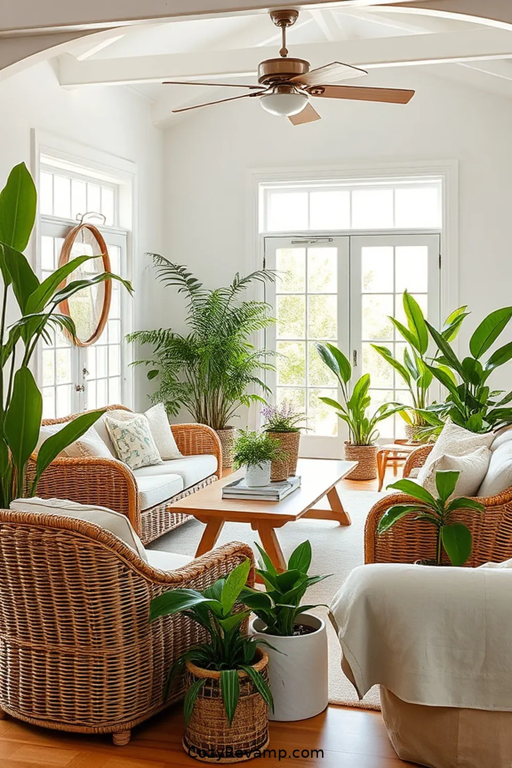 Bringing in Plants and Greenery for How to Create a Coastal Living Room With Natural Fibers and Materials